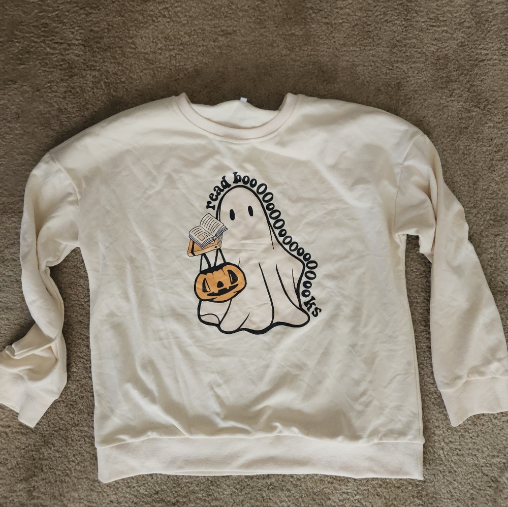Cream Ghost Graphic Sweatshirt